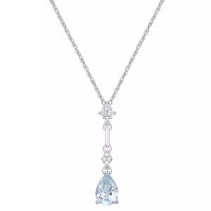 NWOT - Swiss Blue Topaz & White Sapphires Sterling Silver Necklace